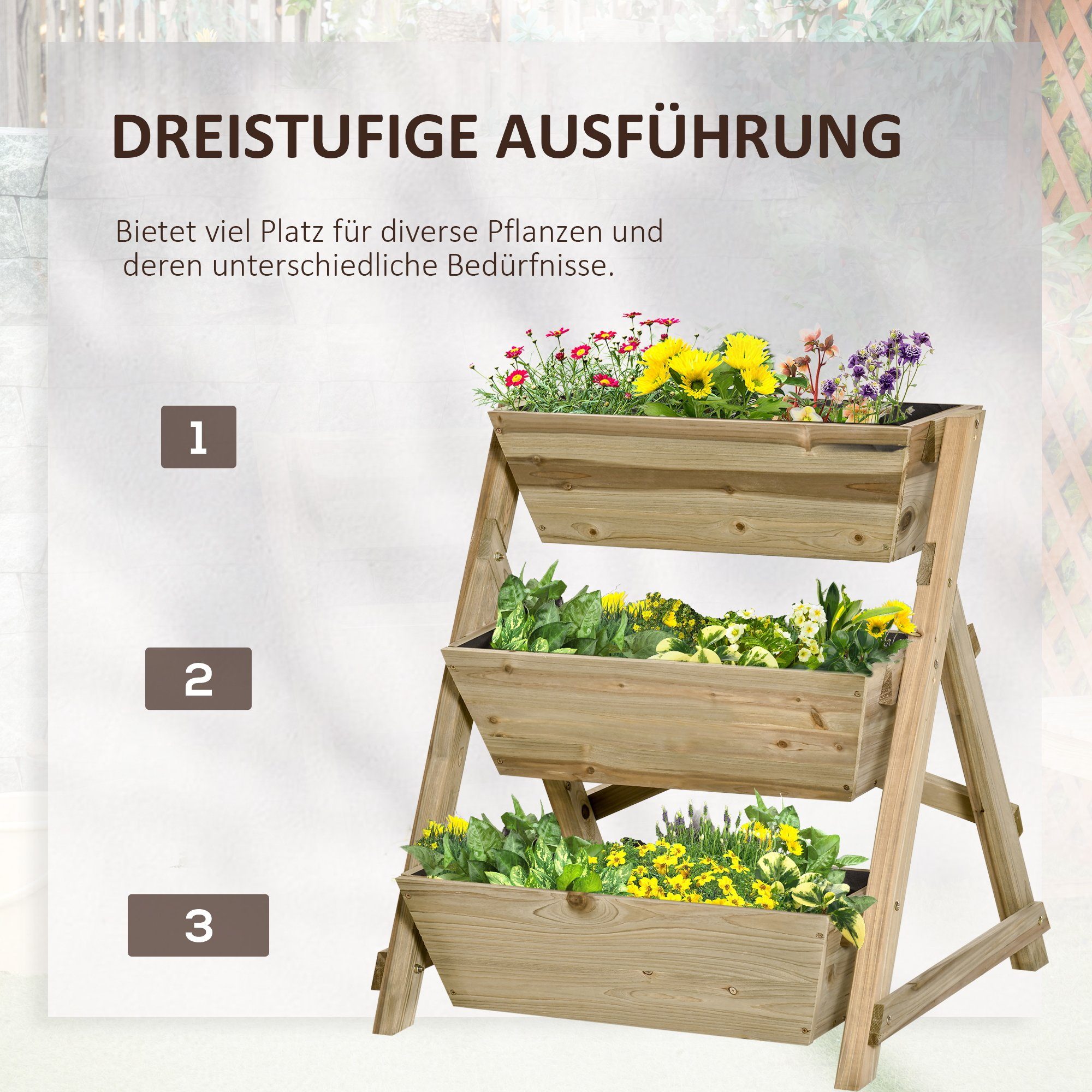 Outsunny Hochbeet Blumentreppe