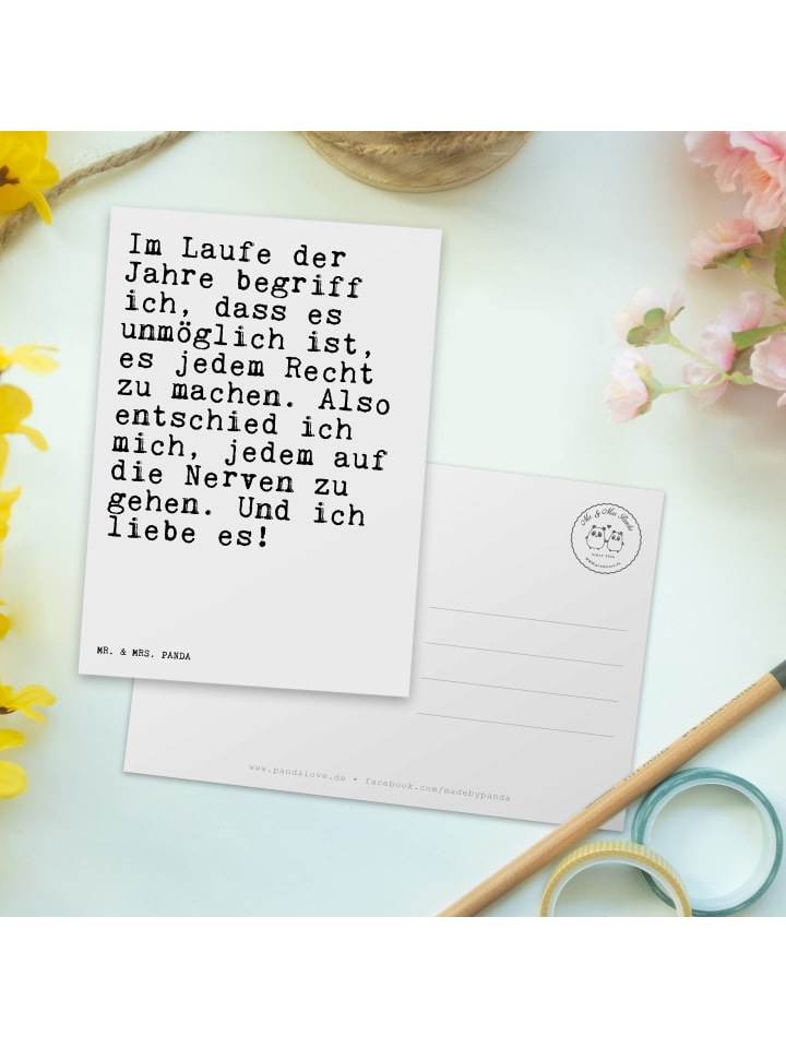 Mr. & Mrs. Panda Postkarte Im Laufe der Jahre... mit Spruch in Weiß günstig kaufen onesize
