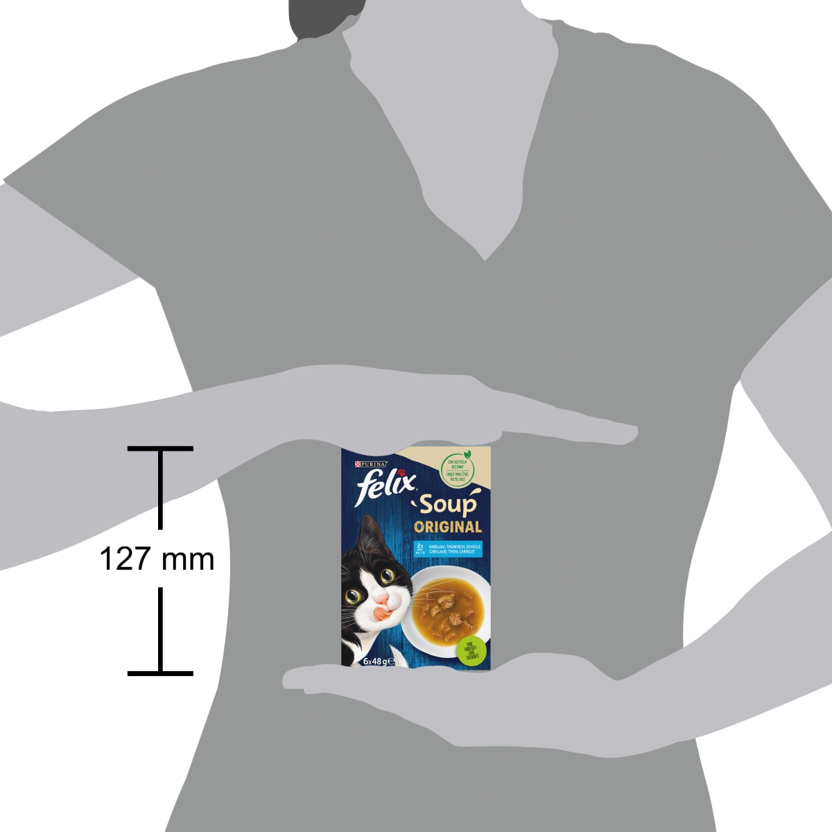 Nassfutter Katze mit Kabeljau, Thunfisch, Scholle, Soup Original, 288 g