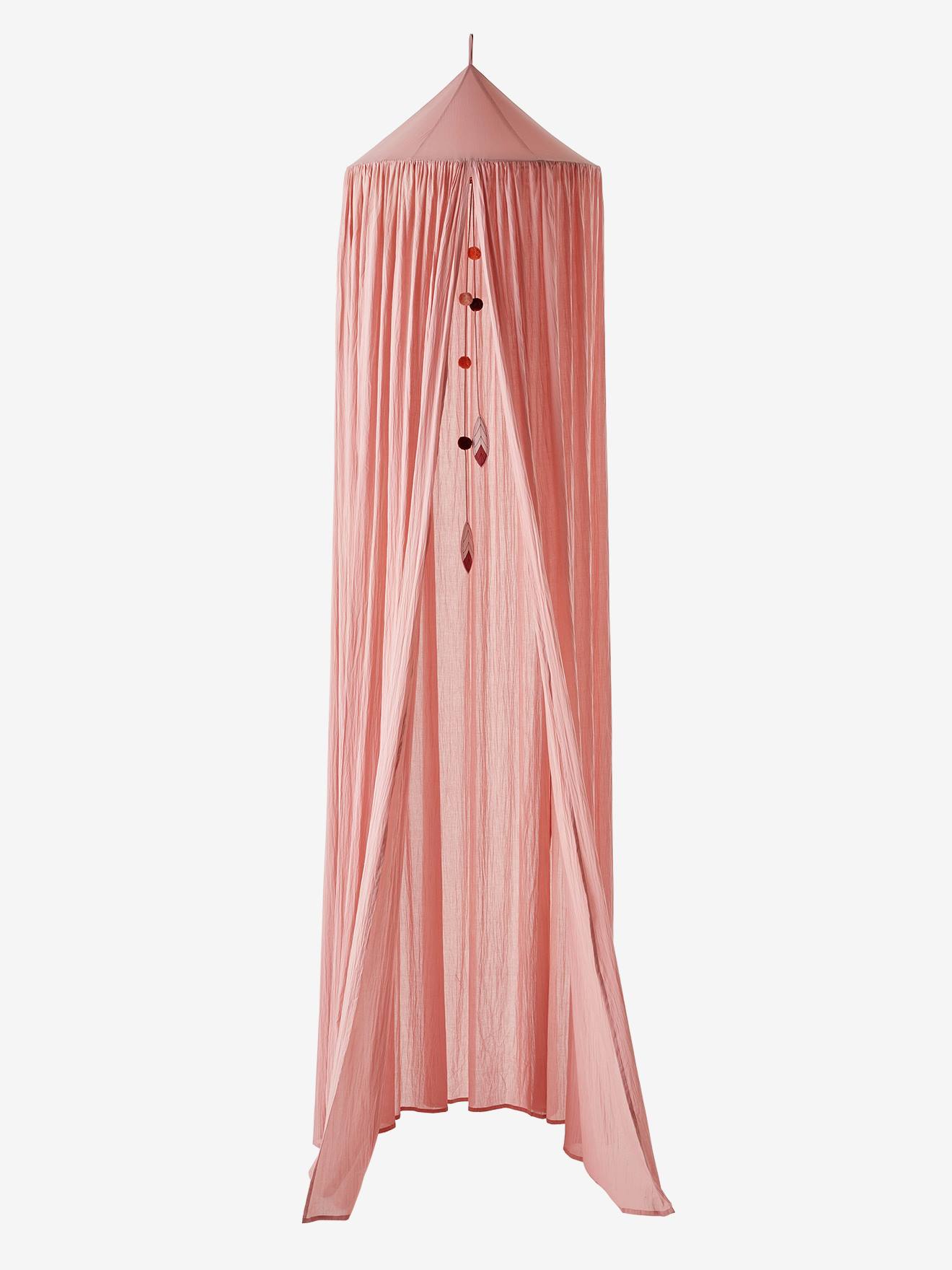 Ciel de lit pompons rose