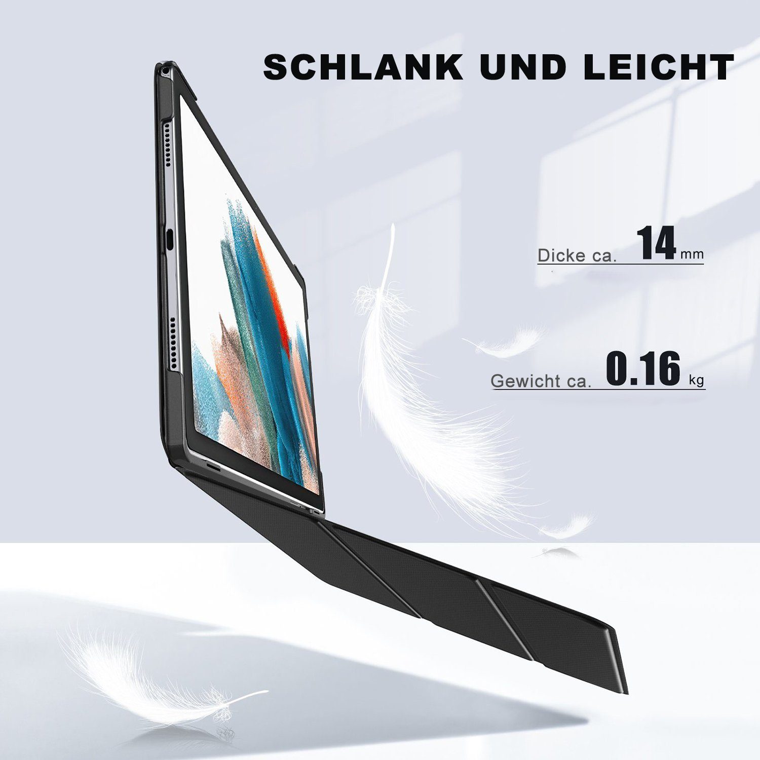 IBETTER Tablet-Hülle Tablet-Hülle Hülle für Samsung Galaxy Tab A8 10.5 2021 Ultra Schlank Kunstleder Schutzhülle Cover, mit Auto Schlaf/Wach Funktion