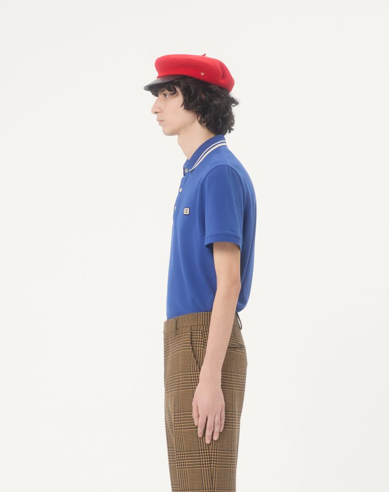 Polo shirt van katoenen piqué met V-logo patch