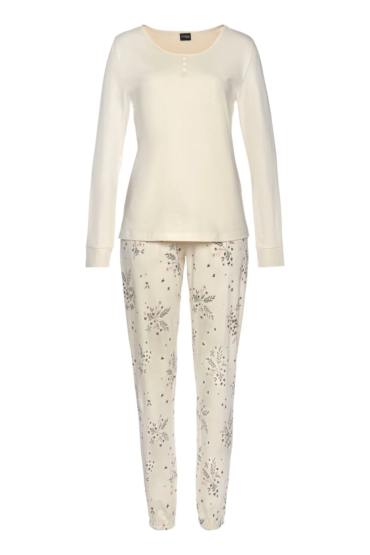 Vivance  Pyjama set - Beige - Unifarben