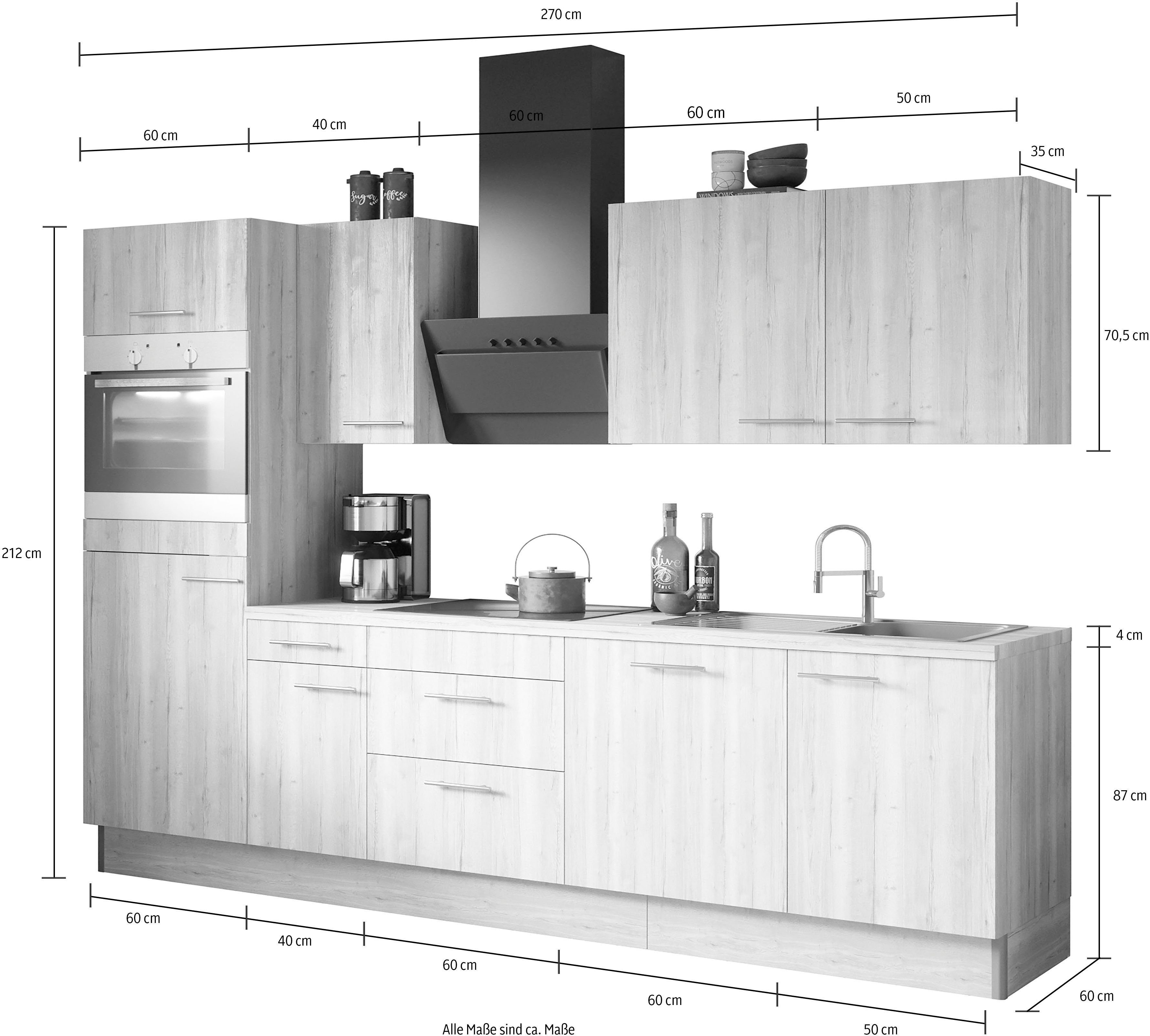 OPTIFIT Küche Klara, Breite 270 cm, wahlweise mit E-Geräten