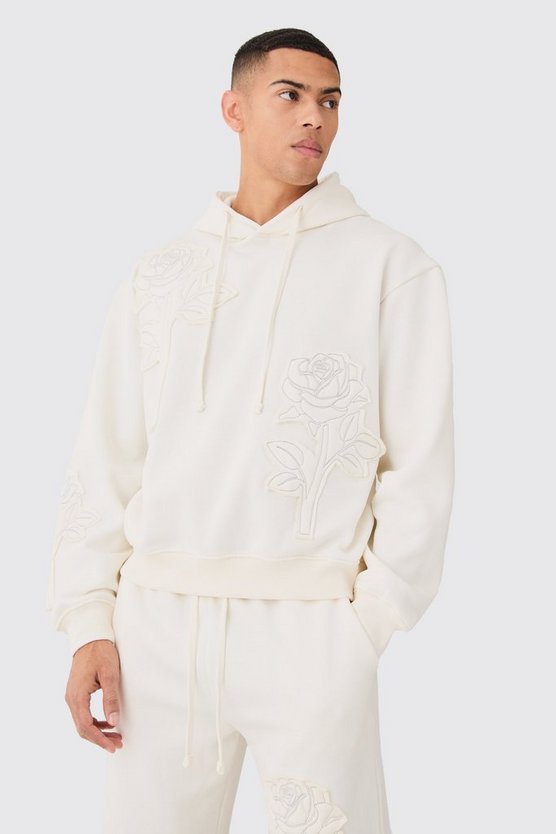 Oversize Trainingsanzug mit Rosen-Stickerei