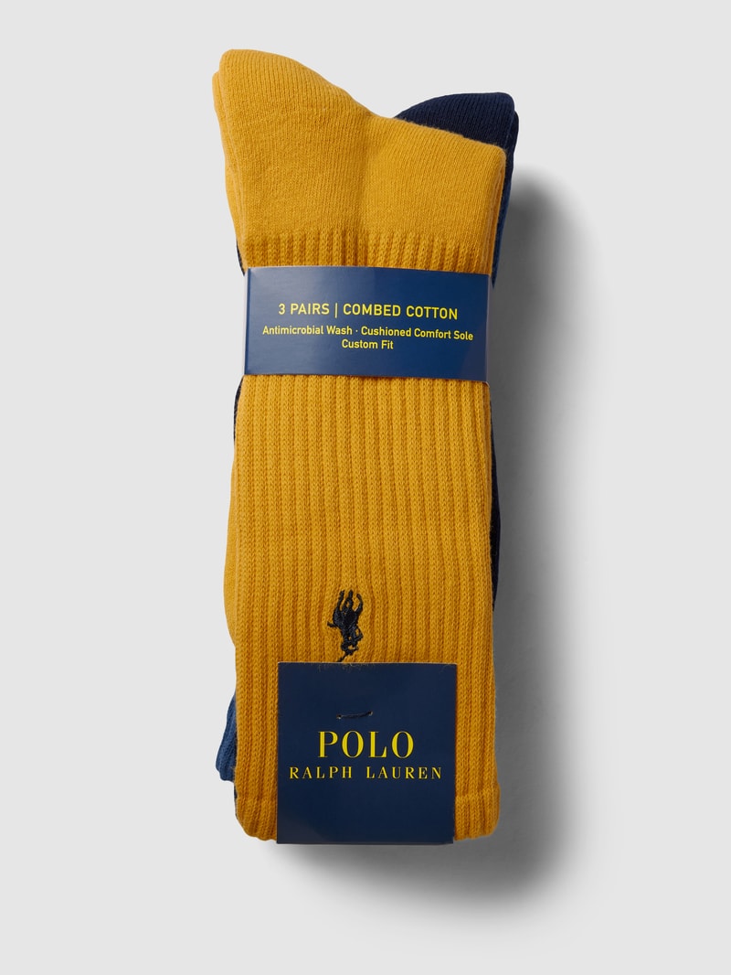 Socken mit Label-Print im 3er-Pack in gold