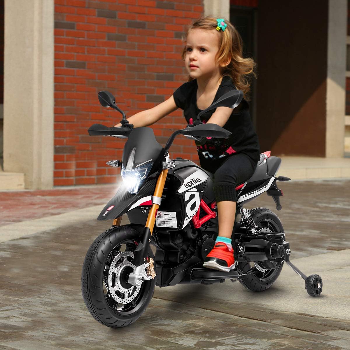 Costway 12V Aprilia Kinder Motorrad mit Stützrädern