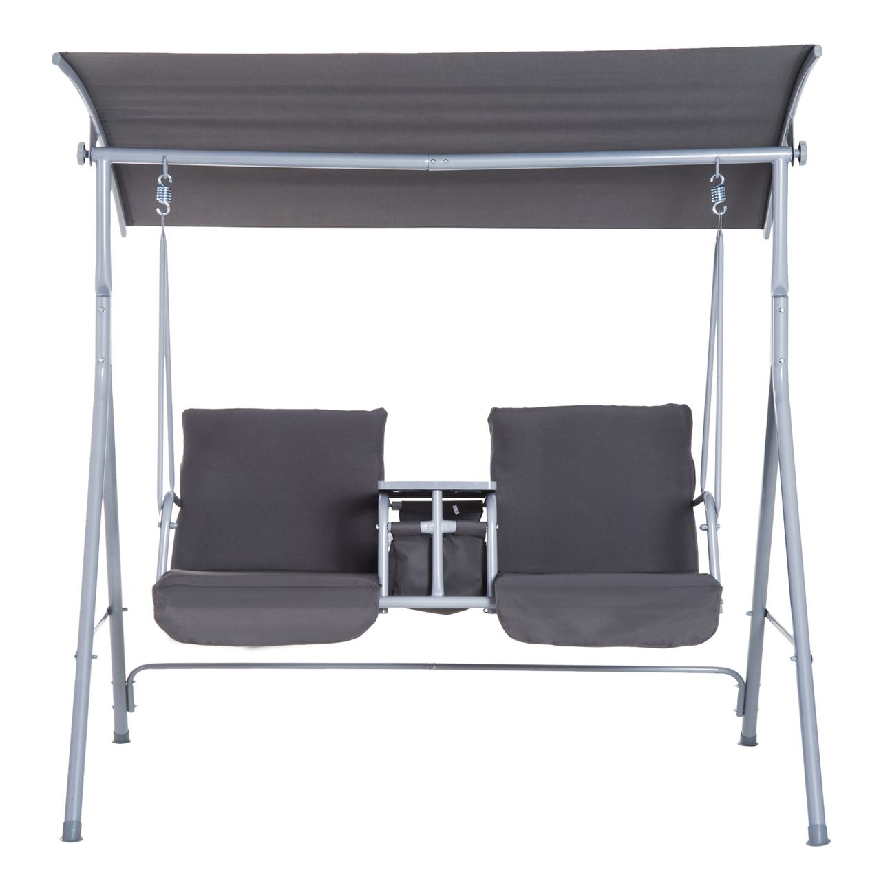 Outsunny Hollywoodschaukel Gartenschaukel 2-Sitzer mit Sonnendach Beige/Grau