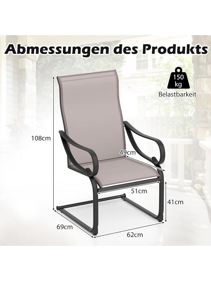 COSTWAY 2er Set Gartenstühle in Grau günstig kaufen onesize