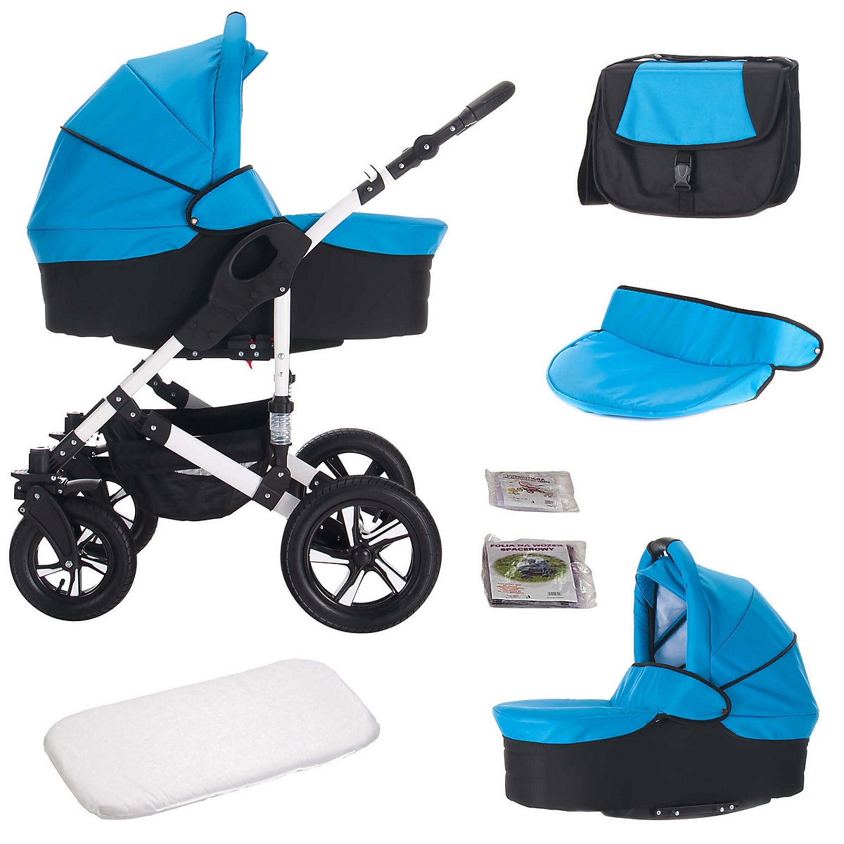 Florida | 3 in 1 Kombi Kinderwagen Komplettset | Hartgummireifen Kombikinderwagen