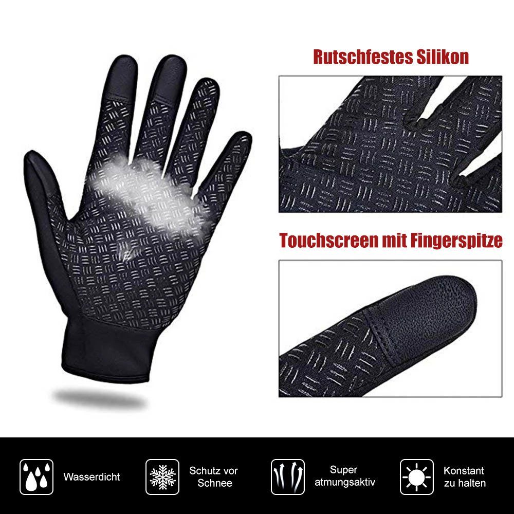 Sunicol Multisporthandschuhe Thermo Winterhandschuhe Touchscreen Fahrradhandschuhe Wasserdich Thermal Fleece, Winddicht Ski Sporthandschuhe für Damen Herren