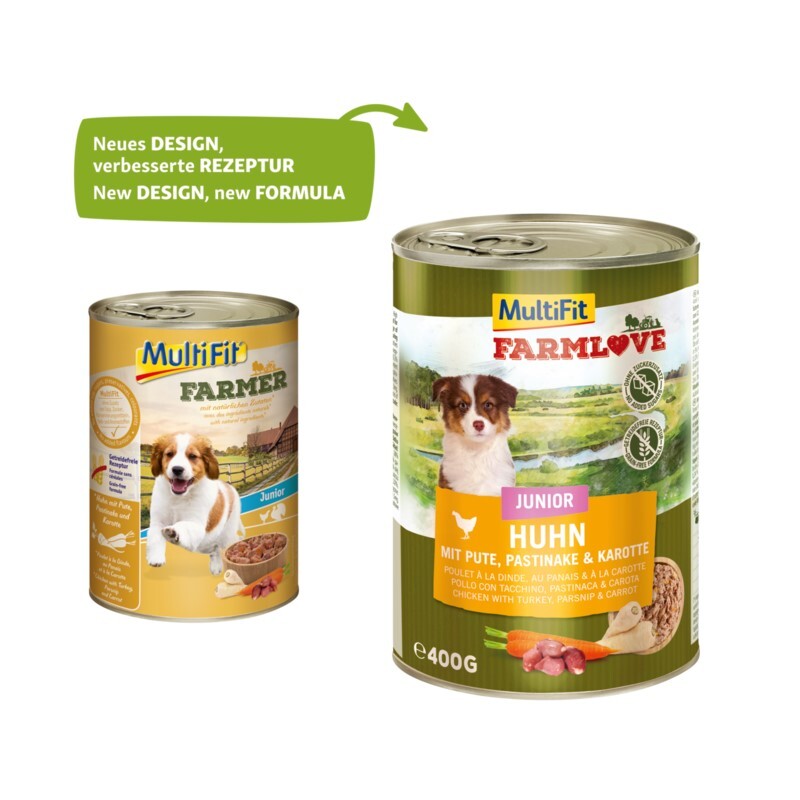 MultiFit Hundenassfutter MultiFit Farmlove Junior Huhn mit Pute 6x400 g