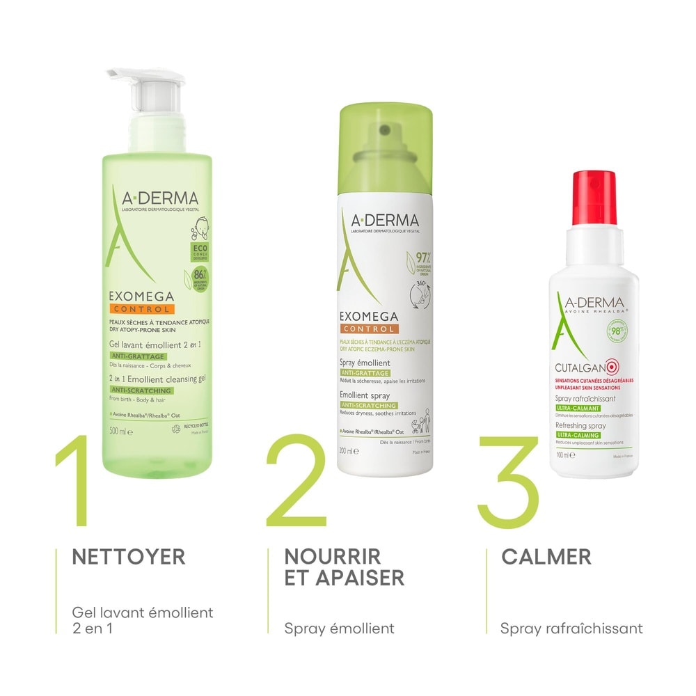 A-Derma Exomega Control - Spray émollient anti-g rattage 200ml Spray émollient