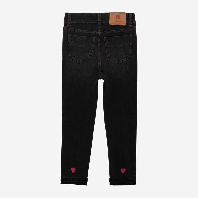 Jean fille slim gris broderies Catimini