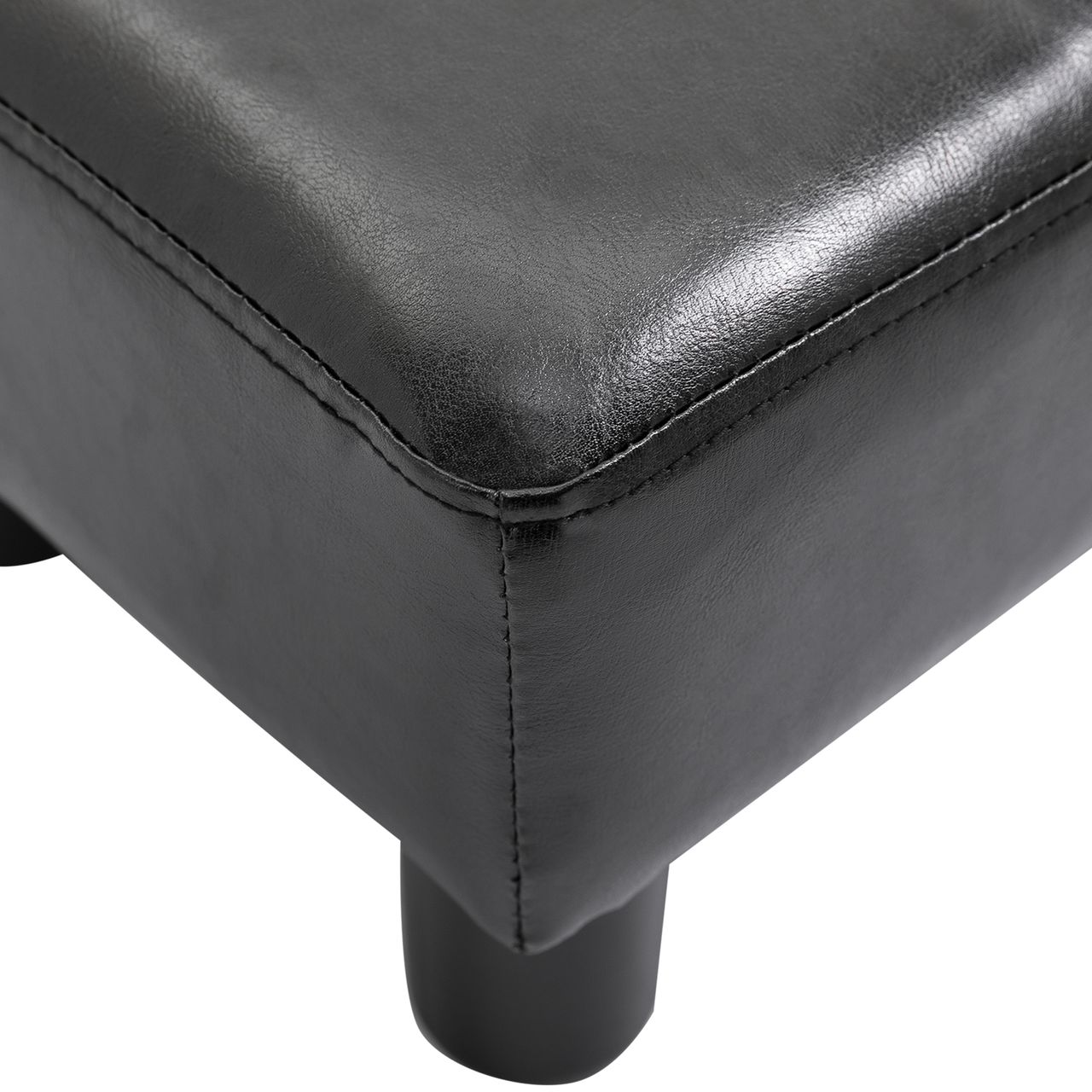 HOMCOM Fußhocker Beinstütze Sitzhocker Eingangbank Rückenfreier Hocker Bank Sitzbank Chesterfield aus Kunstleder Schwarz 40 x 30 x 24 cm