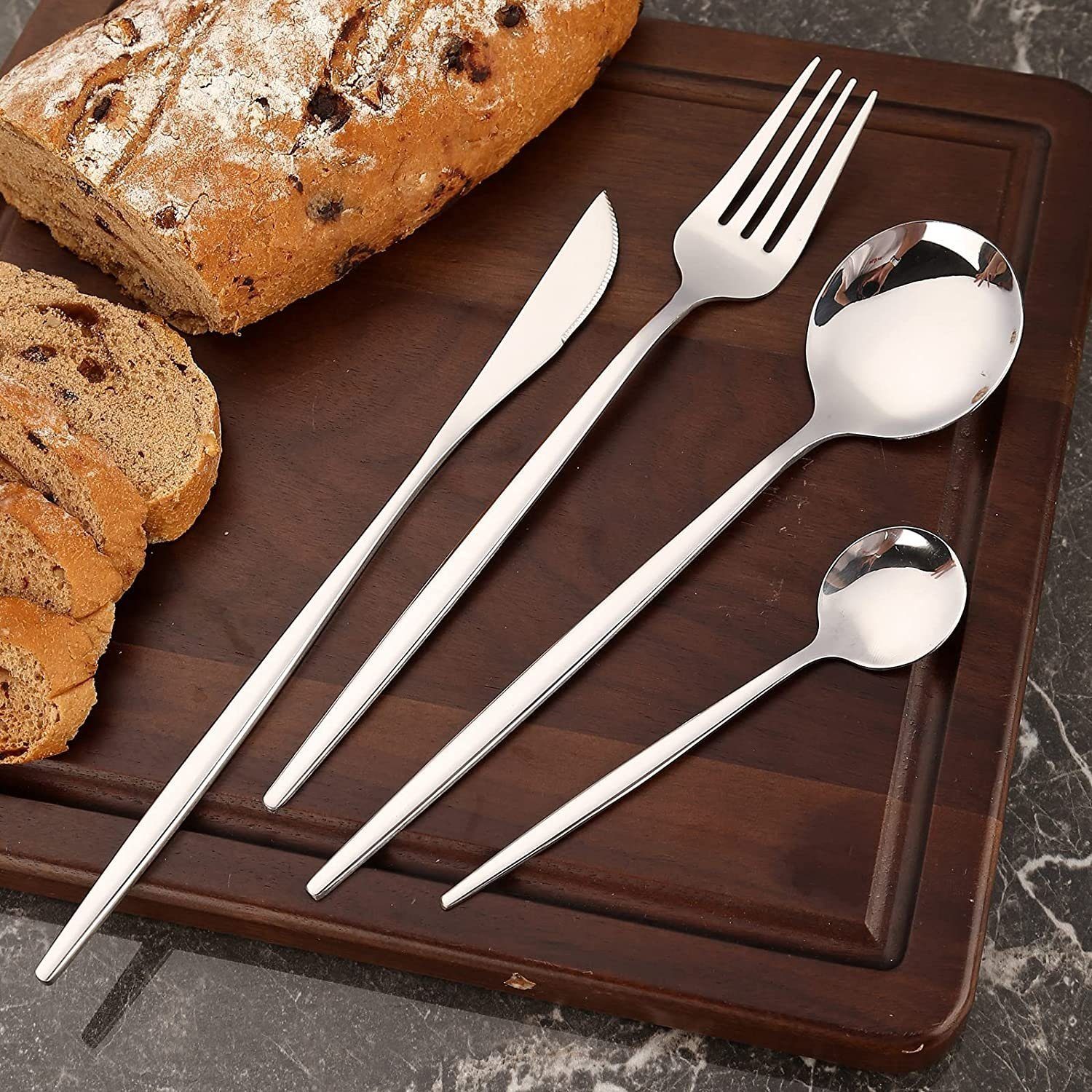 Coisini Besteck-Set 24/60tlg. Edelstahlbesteck Messer Gabel Löffel Set Spülmaschinenfest