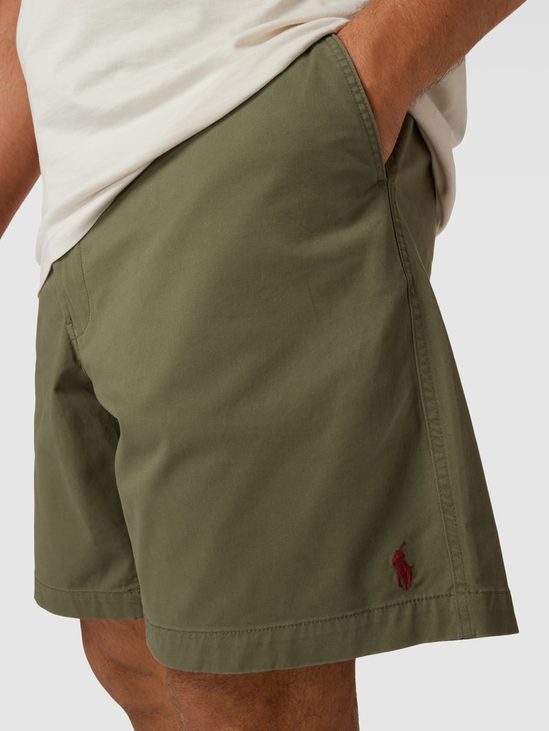 PLUS SIZE Bermuda mit Label-Stitching Modell 'PREPSTERS' in dunkelgrün
