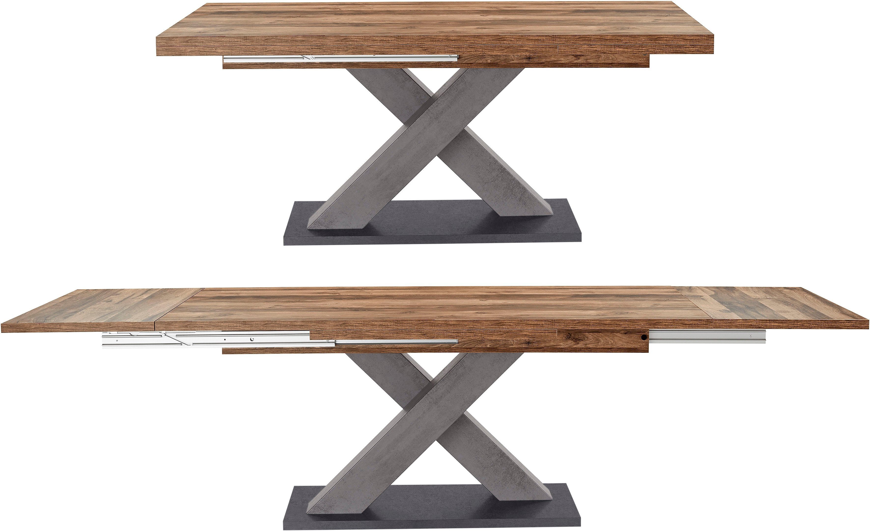 Mäusbacher Esstisch Komfort C, mit X-Gestell in graphit und mit Auszugsfunktion, Breite 180-280 cm