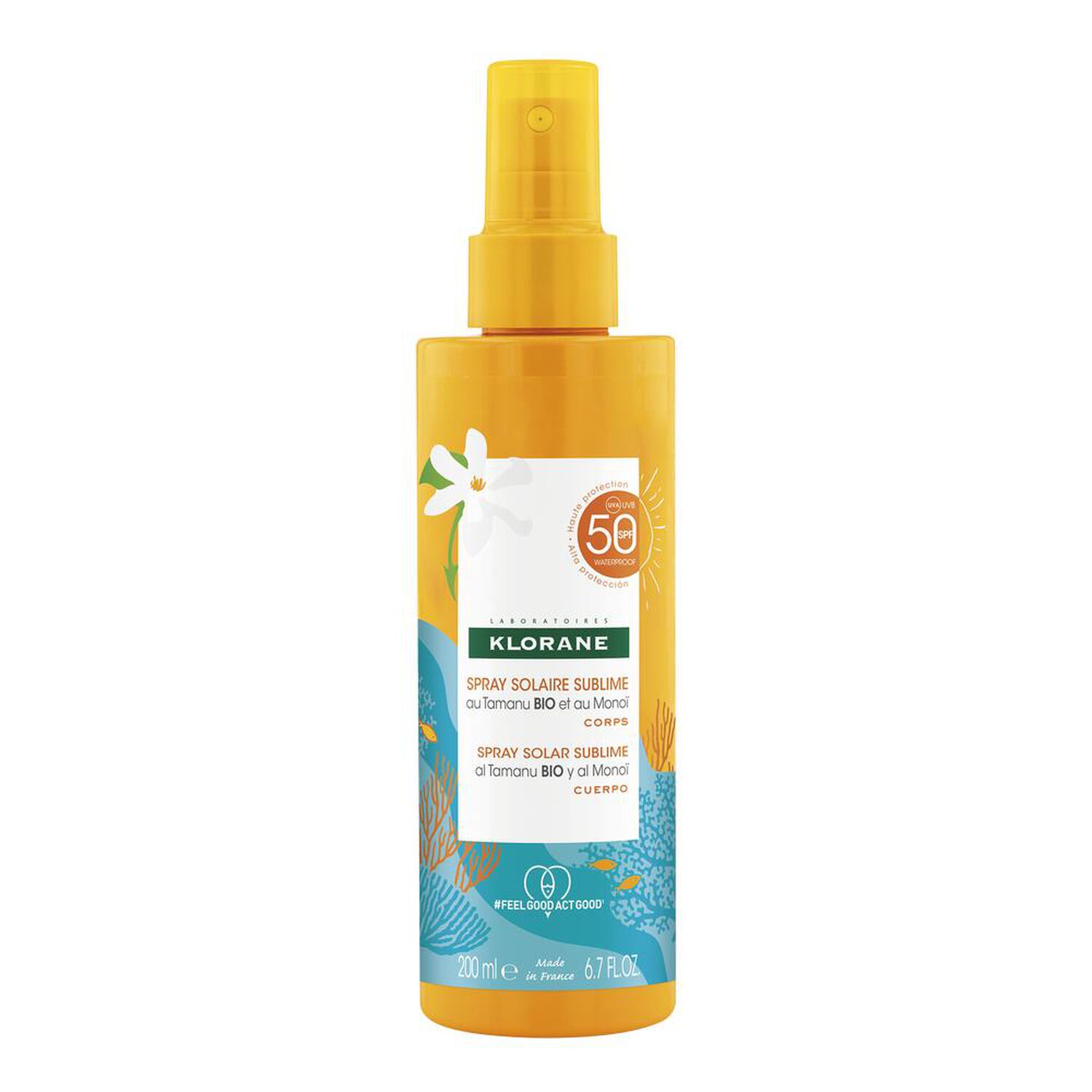 Klorane Spray Solaire Sublime SPF 50 Au Monoi et Tamanu Bio 200 ml