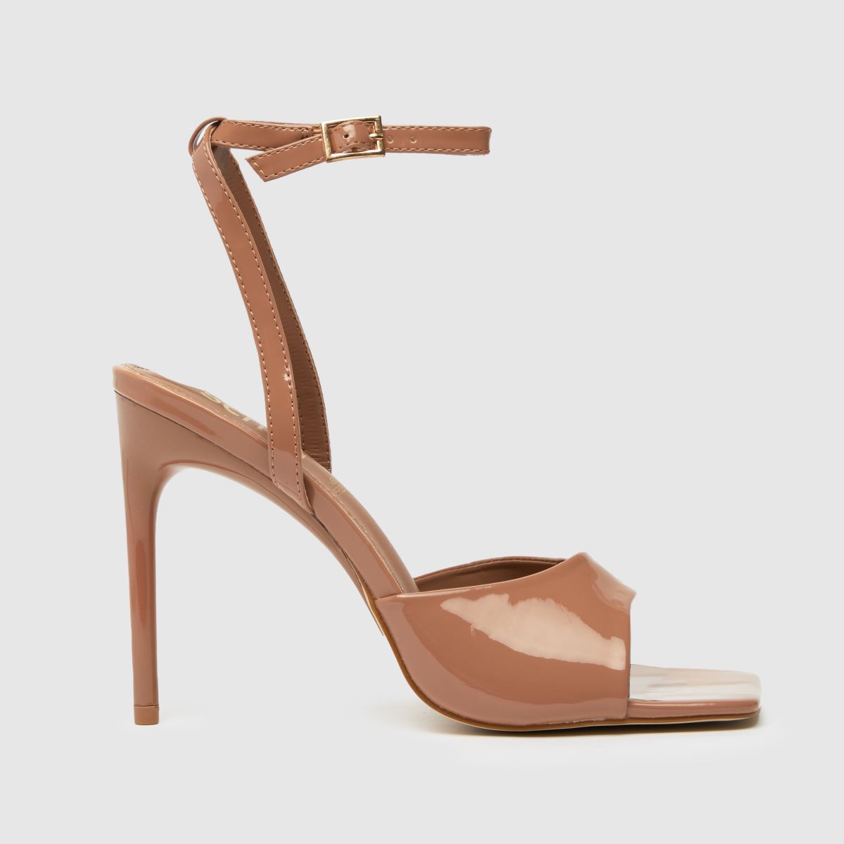 Schuh Sienna – Naturfärgade högklackade lackskor med fyrkantig tå