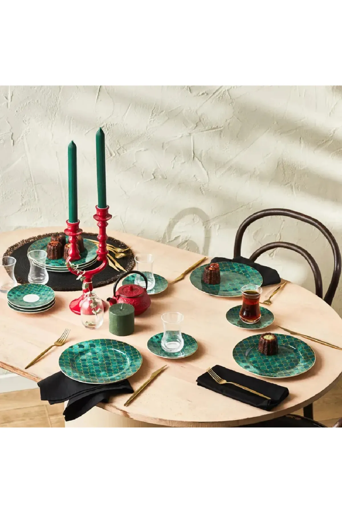 Karaca  Zümrüt für 6 Personen Dessert Set , 18 Teilig - Geschirrset für exquisite Dessertmomente