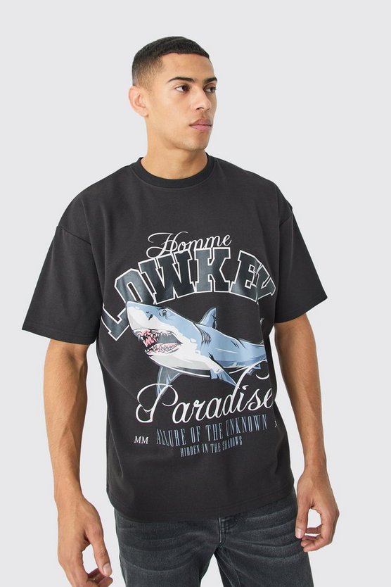 Oversize T-Shirt mit Paradise Shark Print
