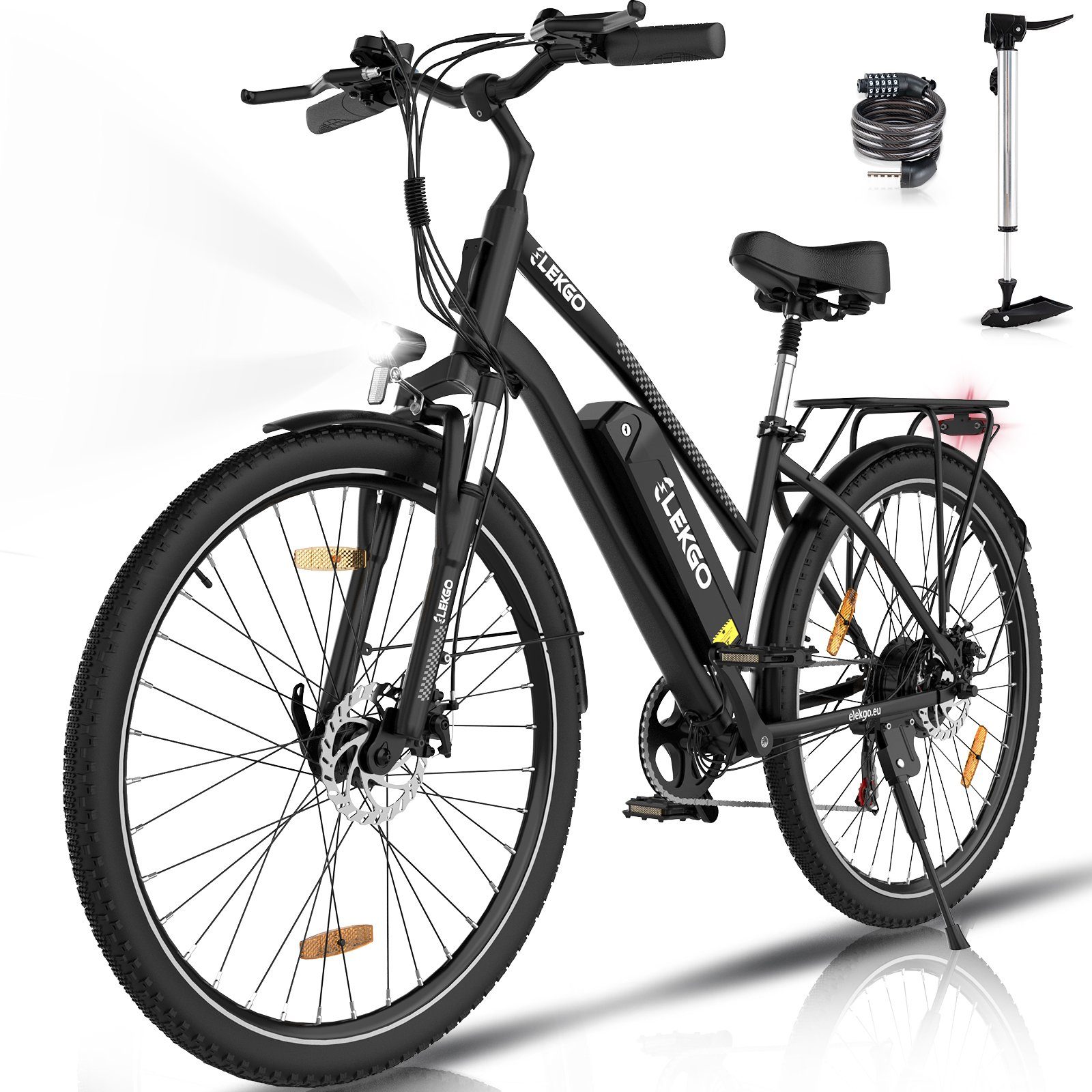 ELEKGO E-Bike 28 Zoll Elektrofahrrad Pedelec mit 36V12Ah Akku für Erwachsene, 7 Gang shimano, 250W Motor