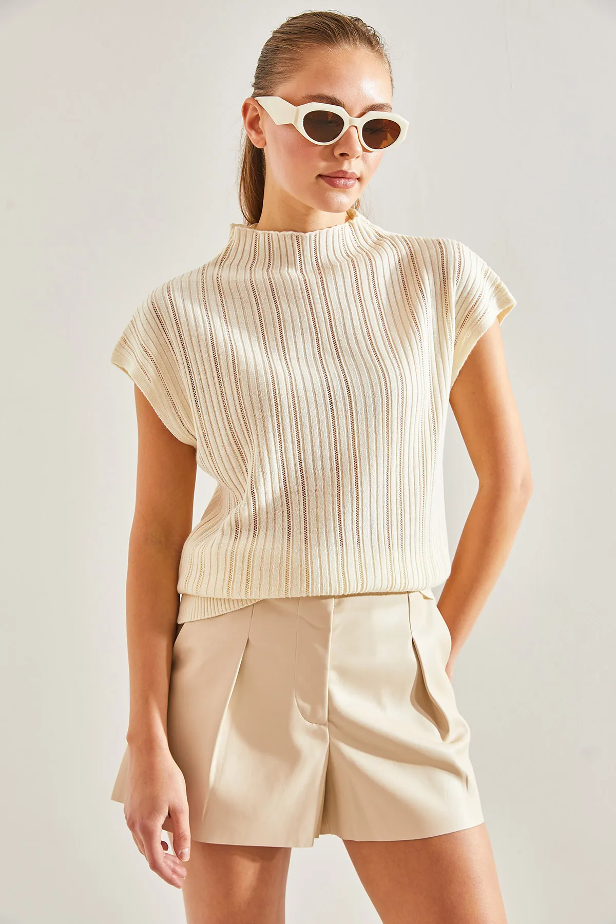 Bianco Lucci  Geformte Strickbluse für Damen20246046