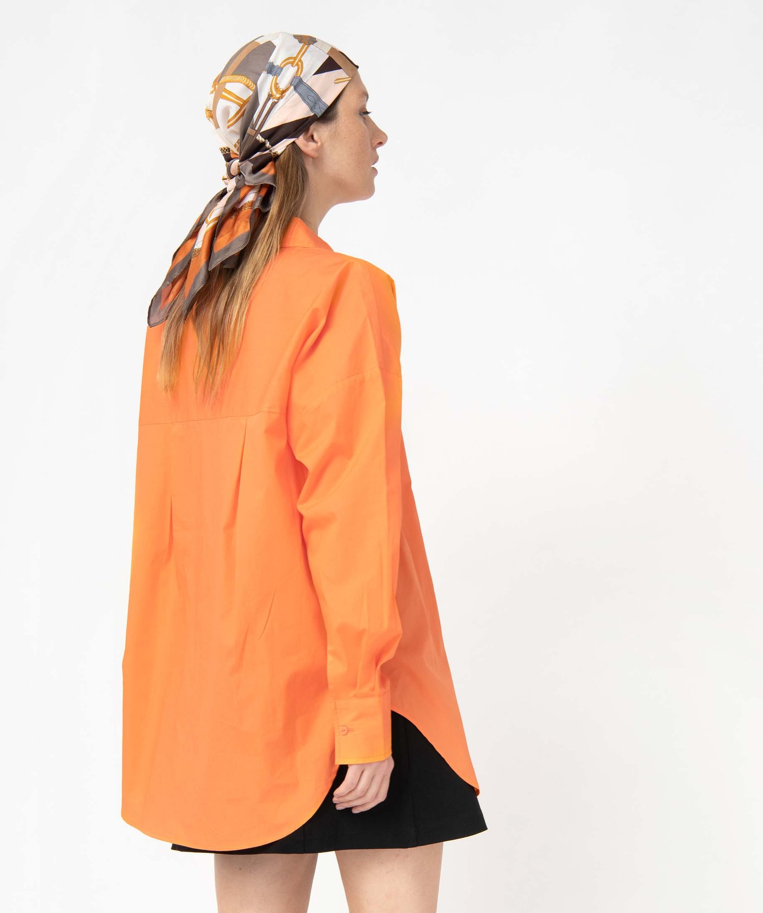 Chemise femme coupe oversize avec poche poitrine orange | GEMO
