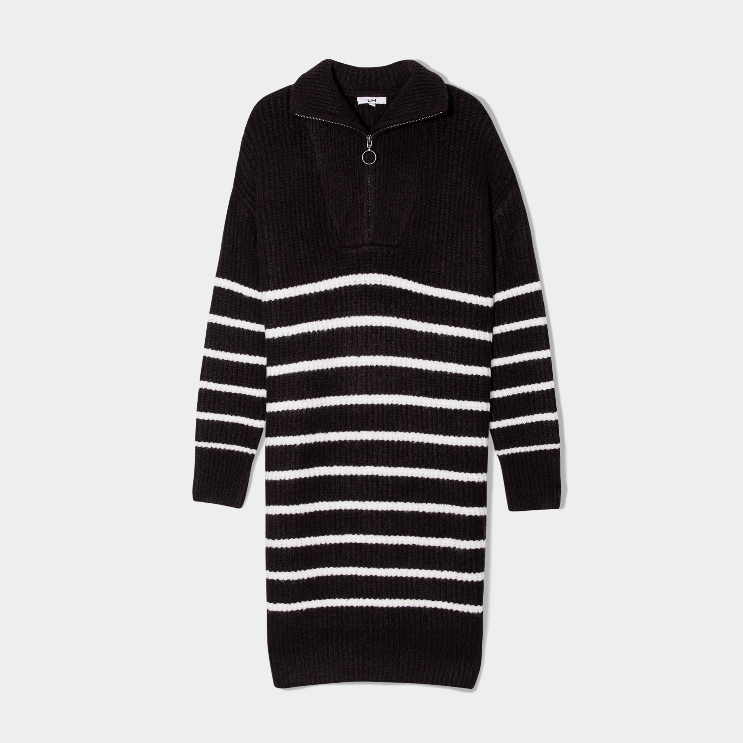 Robe pull col camionneur zippé noir femme | La Halle
