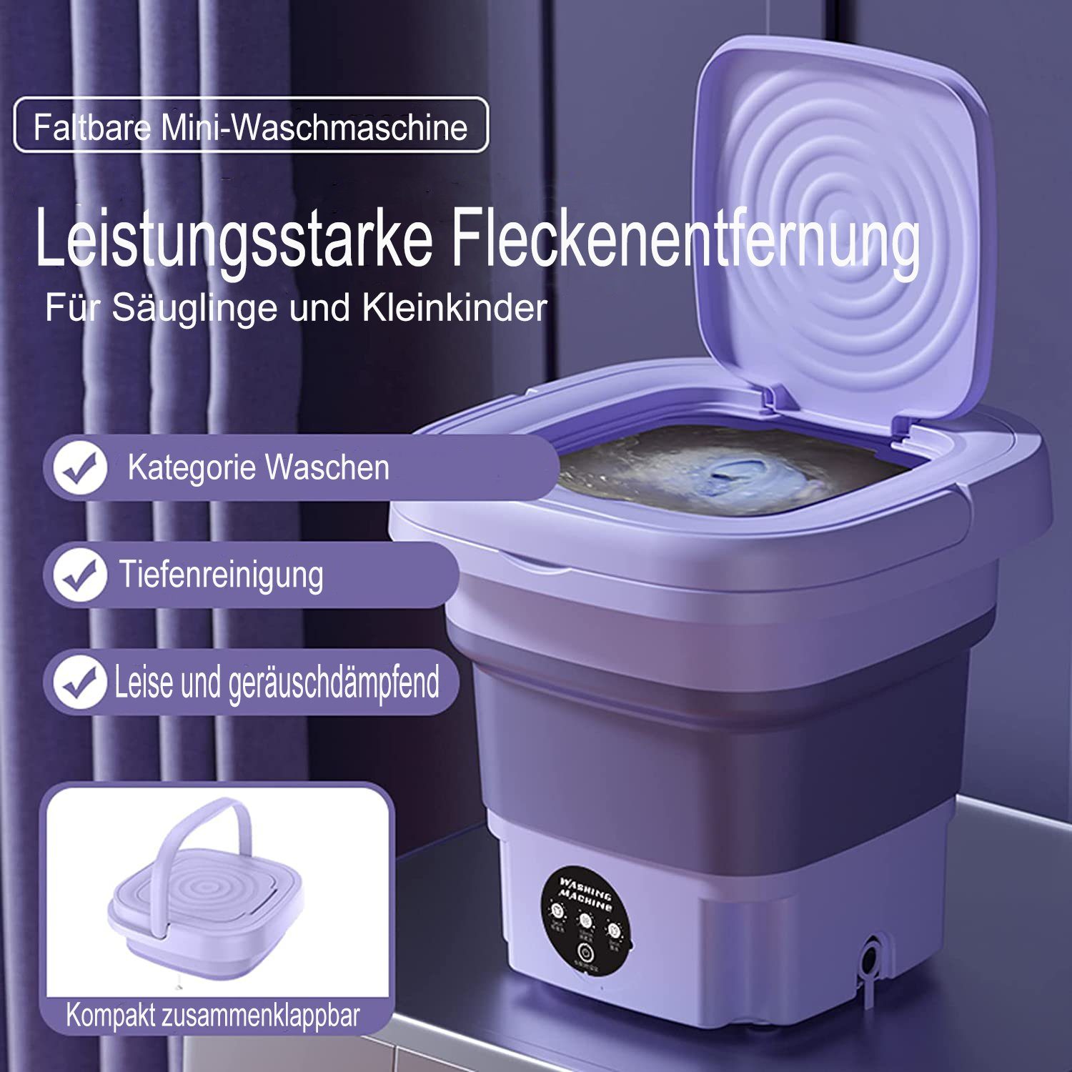 Mutoy Wäscheschleuder Faltbare Mini Waschmaschine,Waschautomat bis 2,5KG, Reisewaschmaschine,Miniwaschmaschine,Camping Mobile Waschmaschine