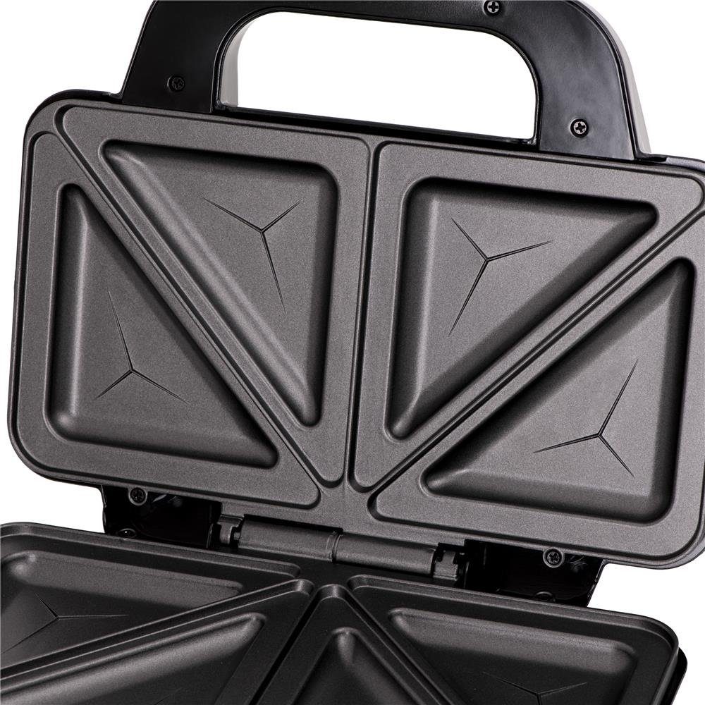 Adler Sandwichmaker AD 3043 Sandwich-Maker, Sandwich-Toaster, XXL Sandwich, Antihaftbeschichtung, schwarz / silber
