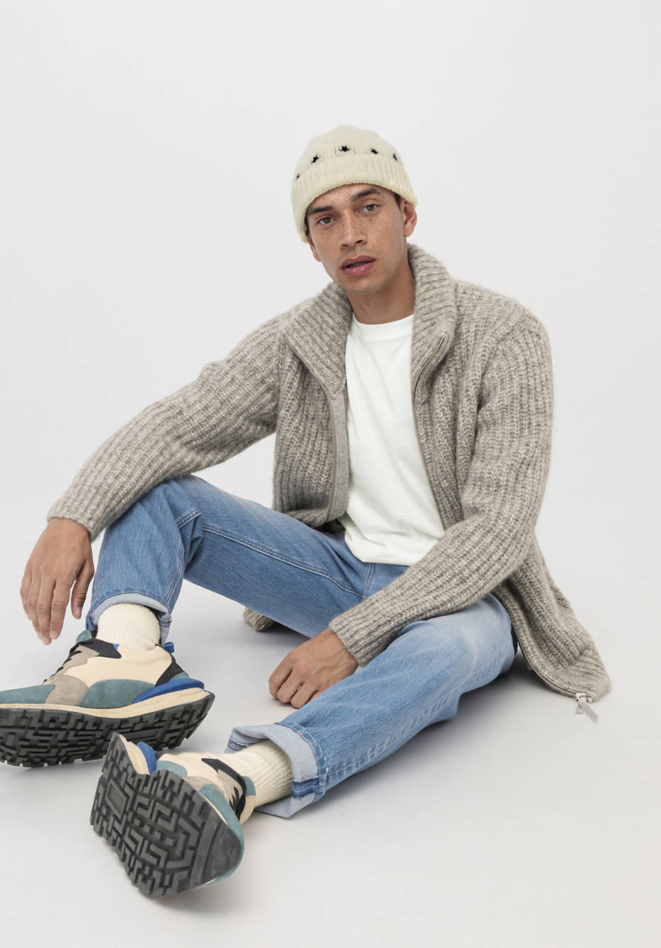 Strickjacke aus Alpaka mit Bio-Baumwolle