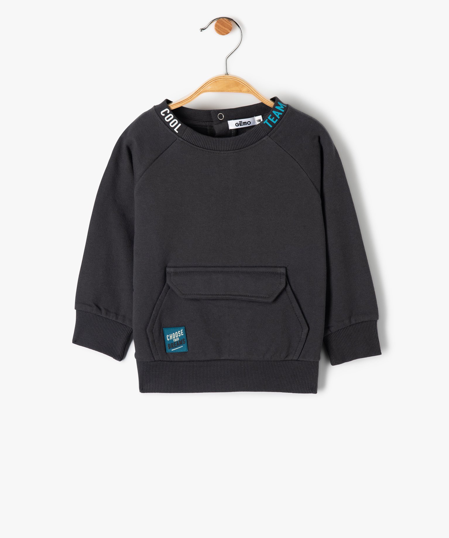 Sweat bébé Garçon mixte en molleton doux avec poche fanta... gris fonce | GEMO