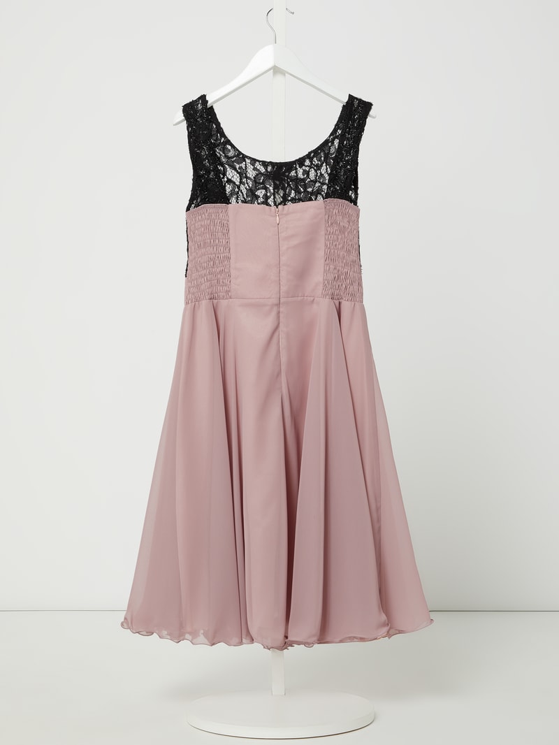 Kleid aus Spitze und Chiffon mit Glitter-Effekt in flieder