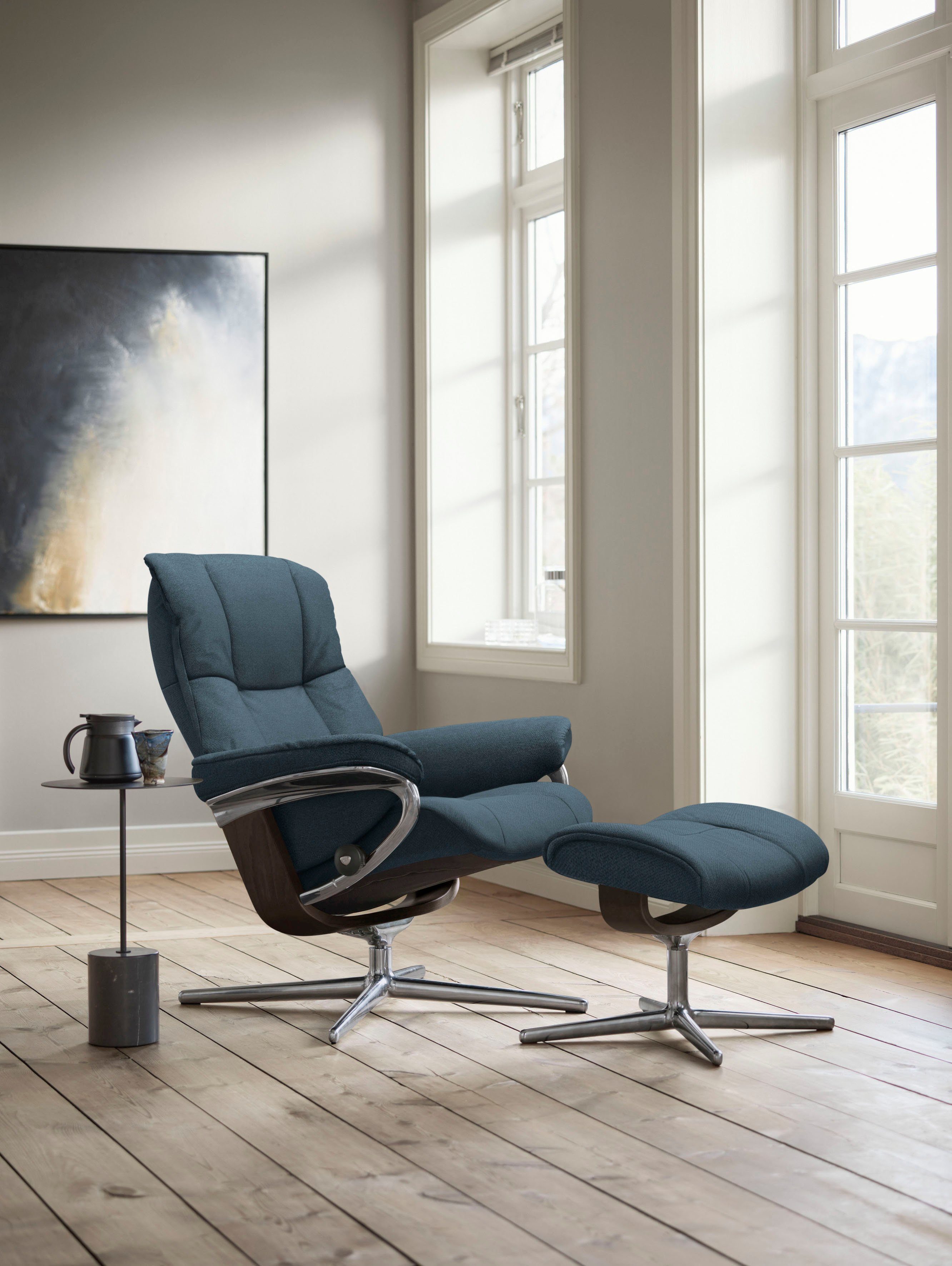 Stressless® Relaxsessel Mayfair (Set, Relaxsessel mit Hocker), mit Hocker, mit Cross Base, Größe S, M & L, Holzakzent Wenge
