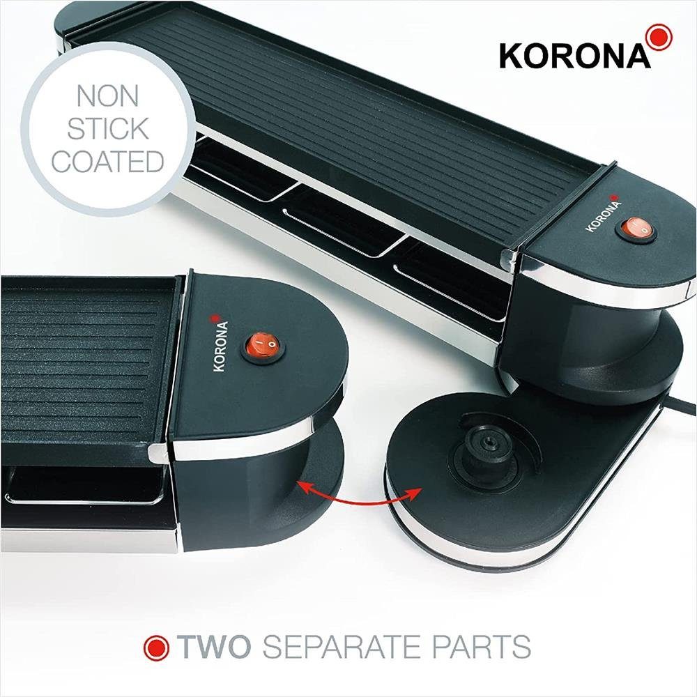 KORONA Raclette 45072 Klappbares 2in1 Raclette, drehbar, aufklappbar, verlängerbar, 8 Personen, mit Spateln