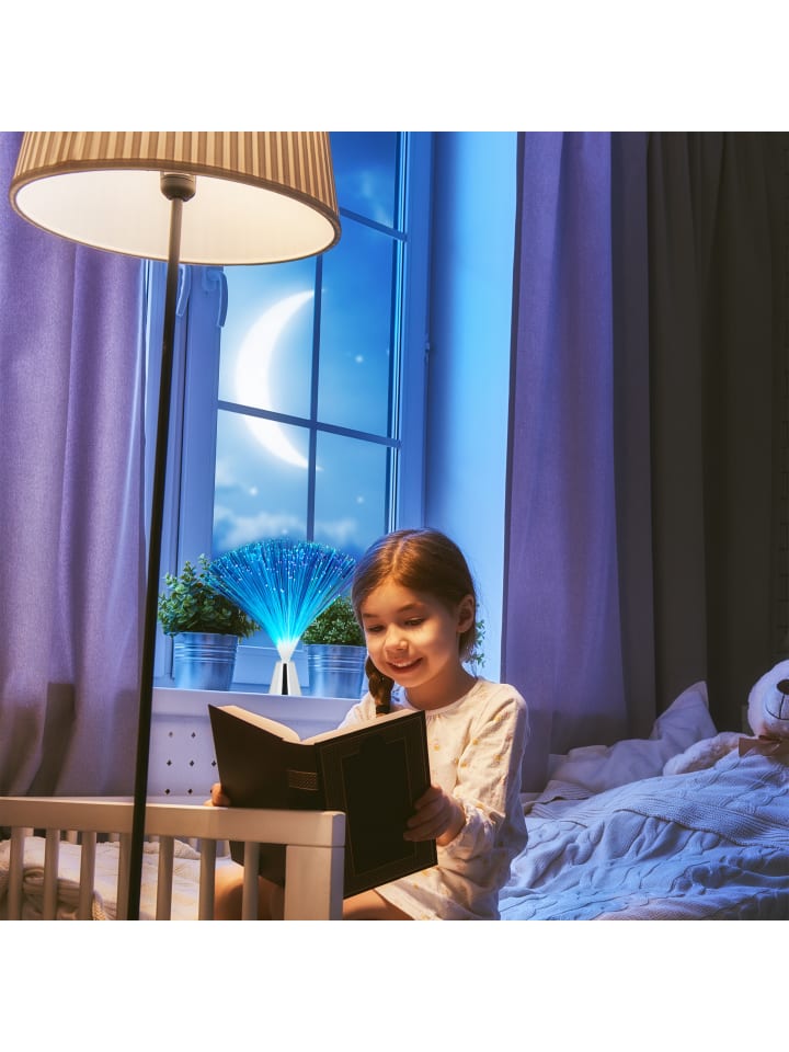 relaxdays 2 x Glasfaserlampe Farbwechsel in Silber günstig kaufen onesize