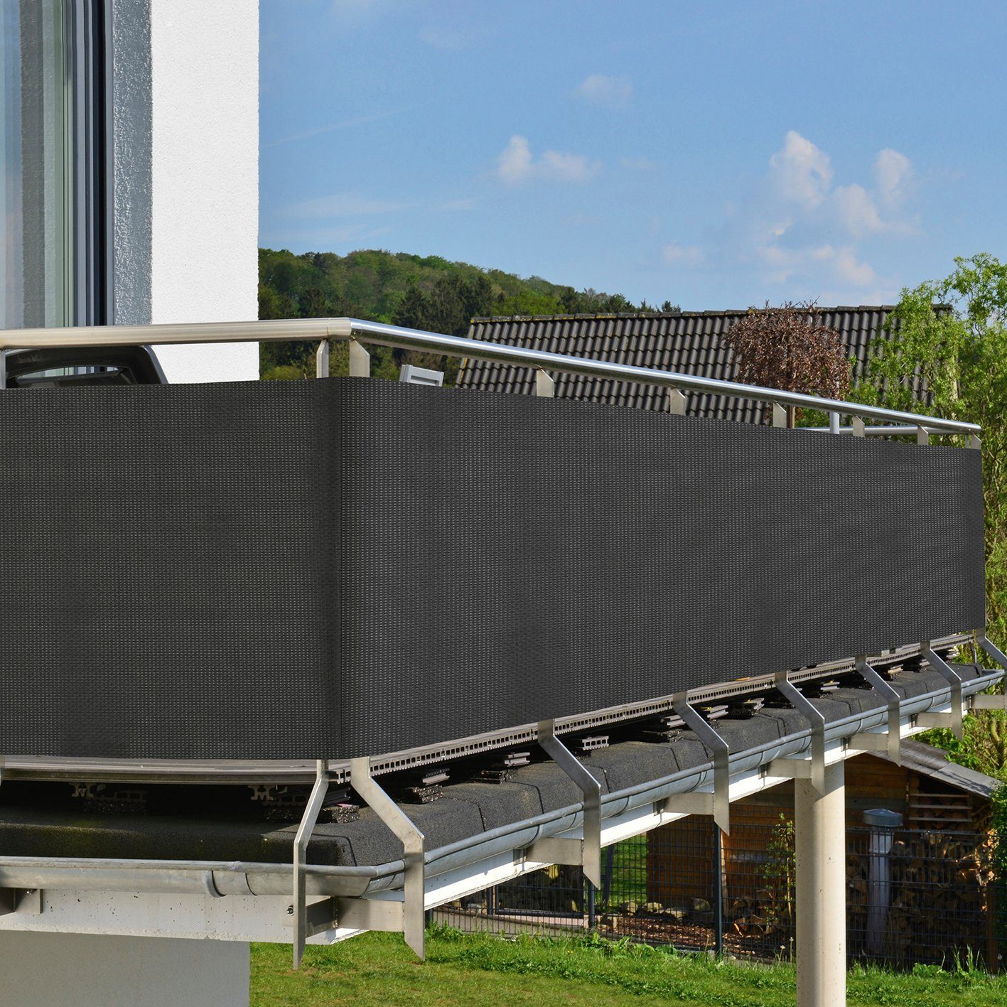 Hoberg Balkonsichtschutz Polyrattan Sichtschutz Anthrazit