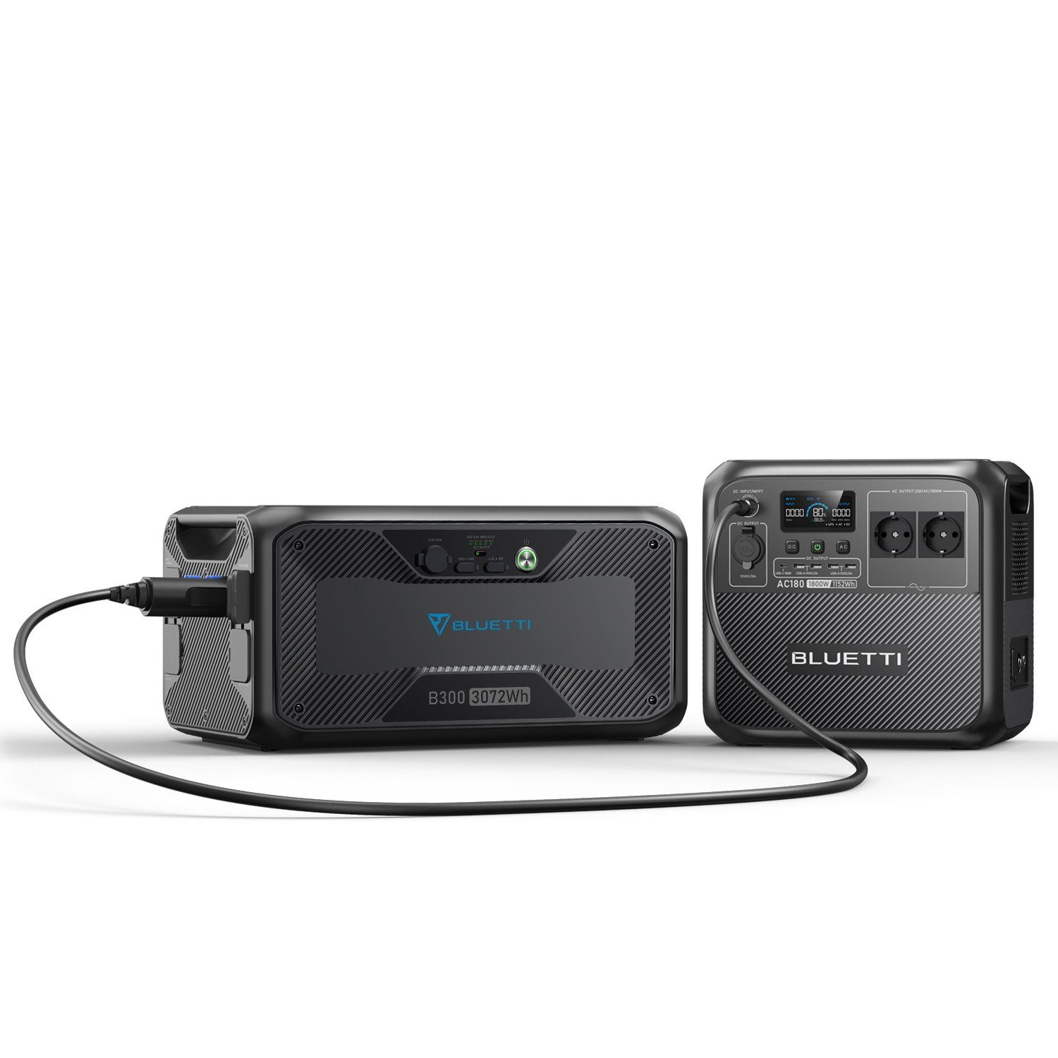 BLUETTI Stromerzeuger AC180 Solargenerator mit externem Batteriemodul B300, 2 x 1800 W AC Steckdosen für Camping, Outdoor
