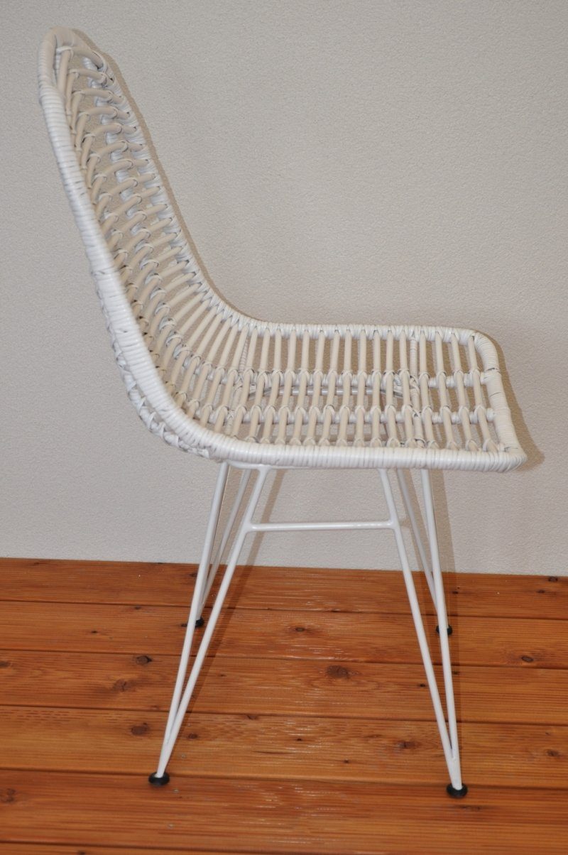 Rattani Rattanstuhl Rattanstuhl, Rattansessel Luz Fb. weiß lackiert, Rattan + Metall