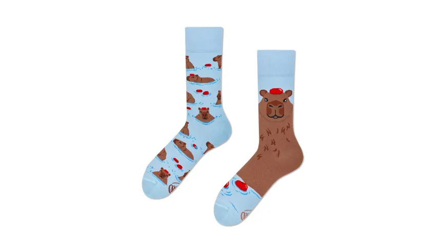 MANY MORNINGS Unisex Socken Capybara blau, braun