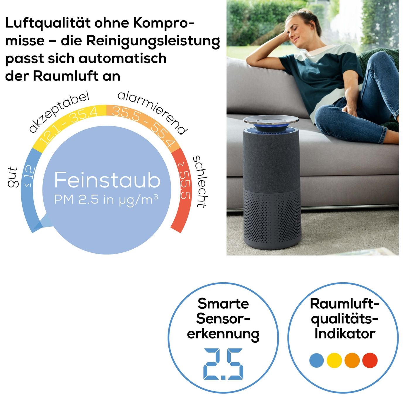 LR 401 App gesteuerter Luftreiniger-Smarte Luftreinigung in modischem Design