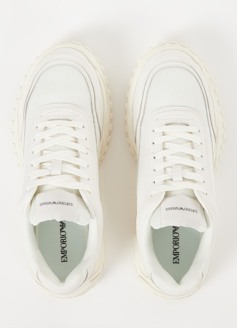 Skórzane trampki Emporio Armani z detalami z siateczki