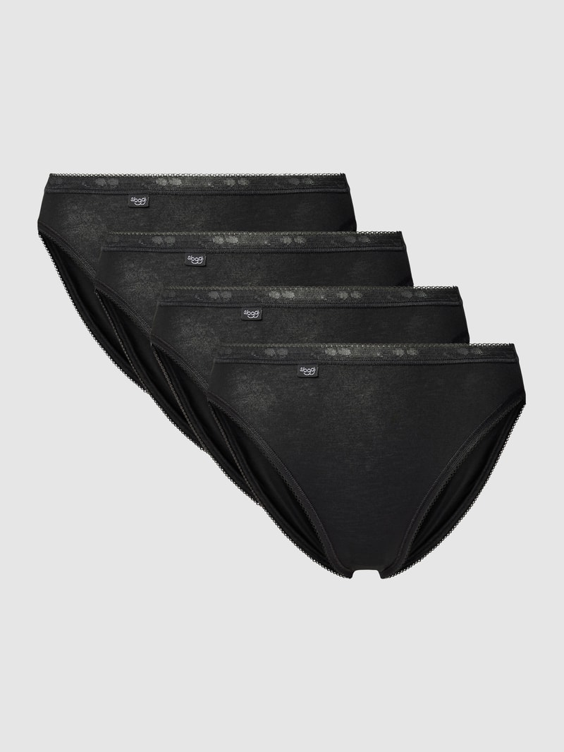 Slip mit Label-Detail im 4er-Pack in schwarz