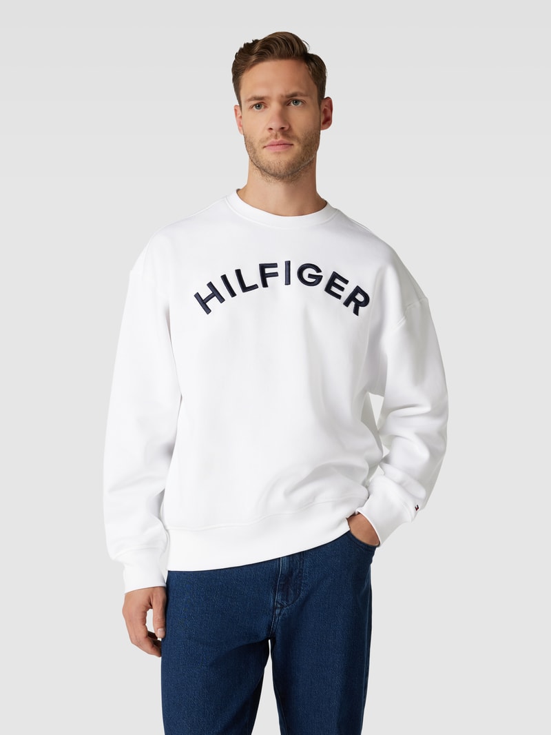 Sweatshirt mit Label-Stitching Modell 'ARCHED' in weiß