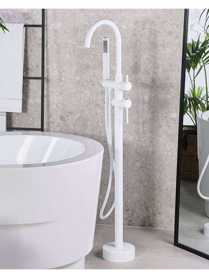 Beliani Wannenarmaturen TUGELA in Weiß - (W) 21 x (H) 116 x (L) 16 cm günstig kaufen onesize