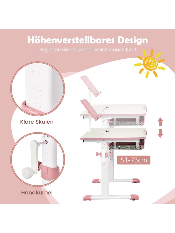 COSTWAY Schreibtisch für 3-12 Jahre in Rosa günstig kaufen onesize
