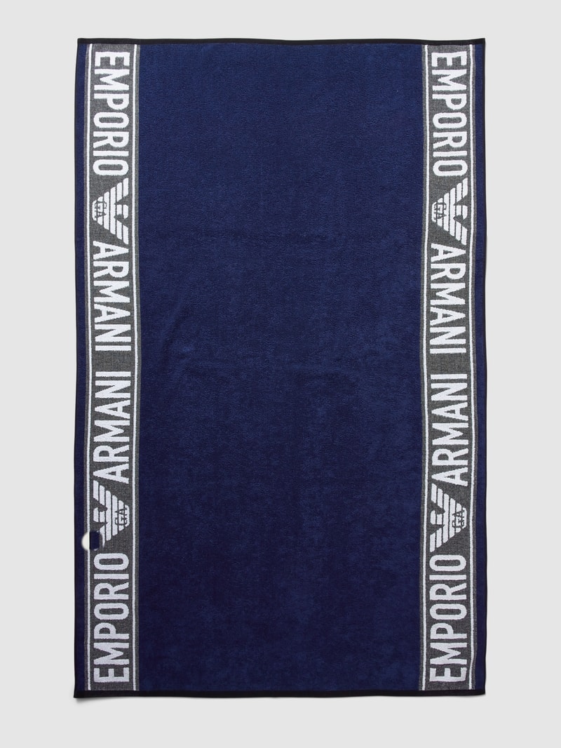 Handtuch mit Label-Print in dunkelblau