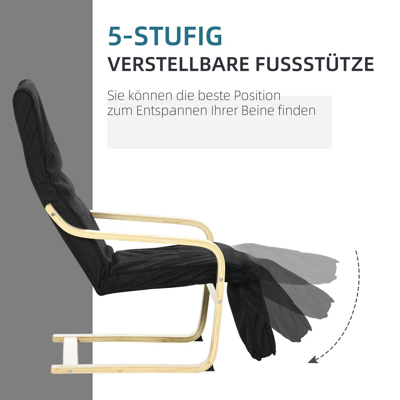 HOMCOM Relaxsessel Schwingstuhl Ruhesessel, Relaxstuhl mit Verstellbarem Fußteil